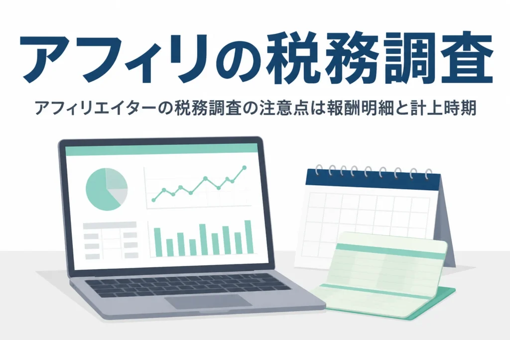 アフィリエイターの税務調査で見られるASPの報酬明細と計上時期のずれを解説する記事のアイキャッチ