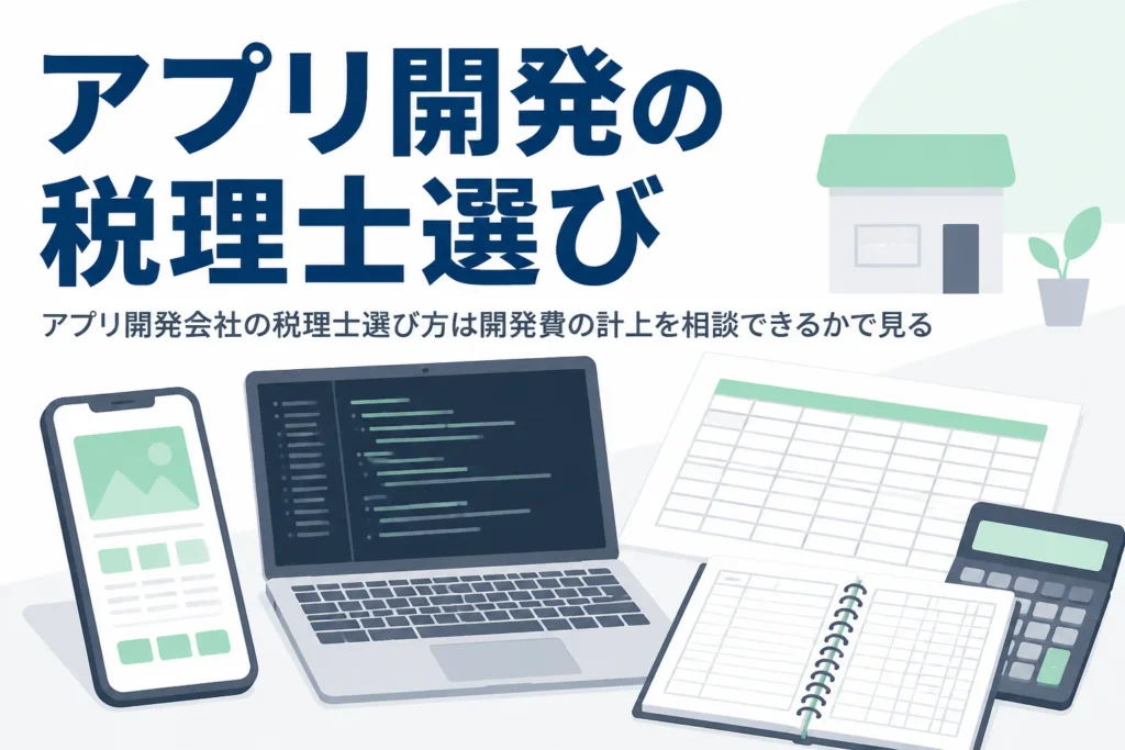 アプリ開発会社が顧問税理士を選ぶ時に、自社アプリの開発費の計上を相談できるかを見るポイントを解説する記事のアイキャッチ