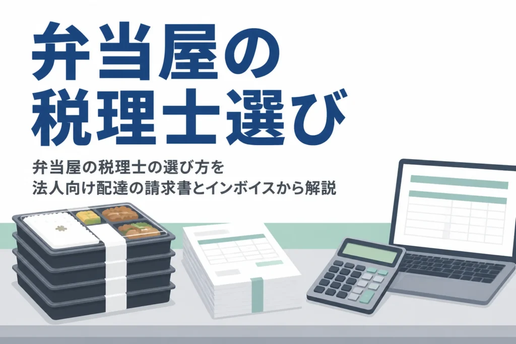 弁当屋の税理士の選び方を法人向け配達の請求書とインボイスへの対応から解説する記事のアイキャッチ