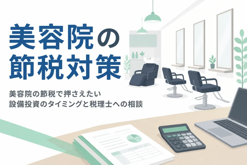 美容院の節税対策と設備投資のタイミングを解説する記事のアイキャッチ