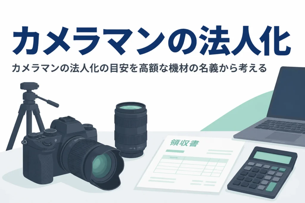 カメラマンが法人化する目安を、高額な機材を会社名義で買うかの判断から解説する記事のアイキャッチ