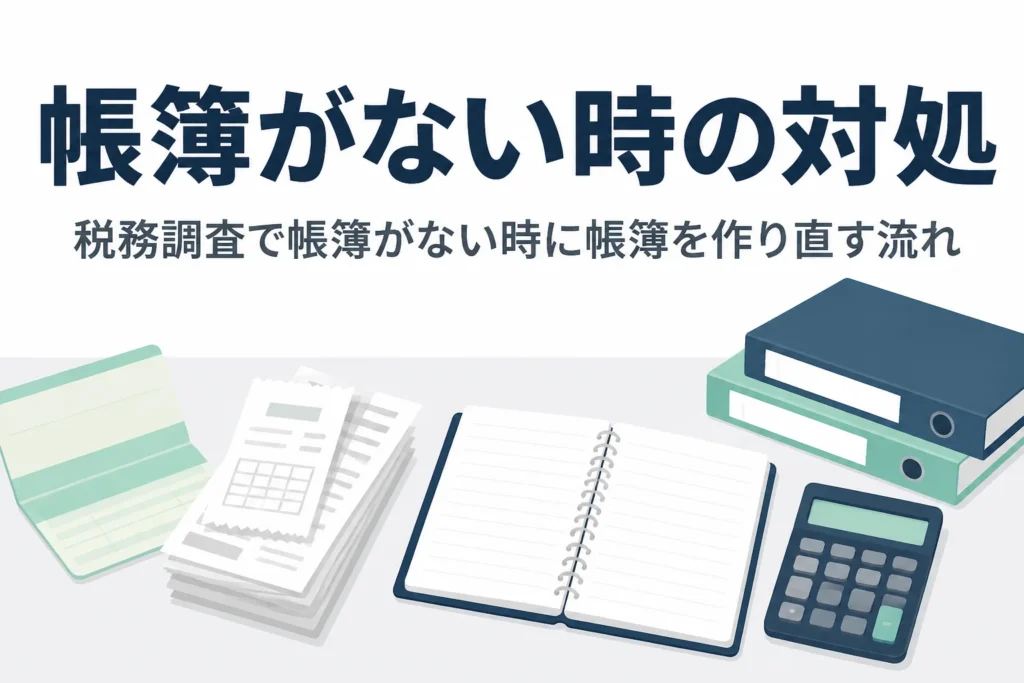 税務調査で帳簿がない時の対処と帳簿を作り直す流れを解説する記事のアイキャッチ