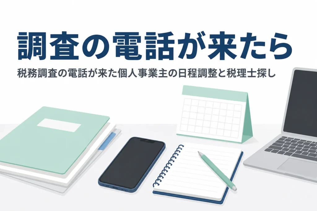 税務調査の電話が来た個人事業主の日程調整と税理士探しの順番を解説する記事のアイキャッチ