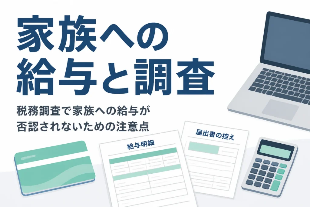 税務調査で家族への給与が否認されるかと専従者給与の注意点を解説する記事のアイキャッチ