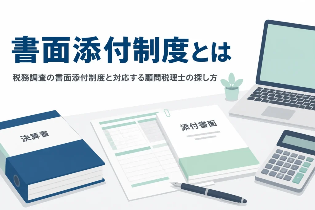 税務調査の書面添付制度の仕組みと対応する顧問税理士の探し方を解説する記事のアイキャッチ
