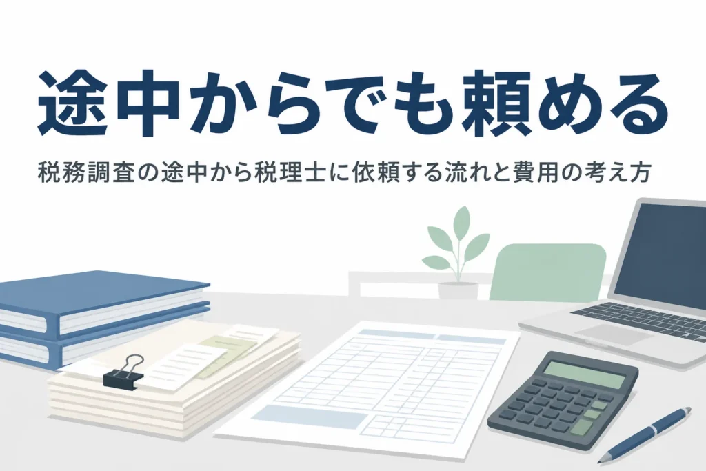 税務調査の途中から税理士に依頼する流れと費用の考え方を解説する記事のアイキャッチ