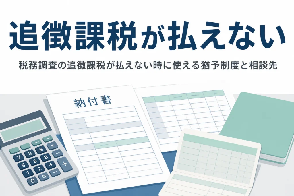 税務調査の追徴課税が払えない時に使える猶予制度と税理士への相談を解説する記事のアイキャッチ