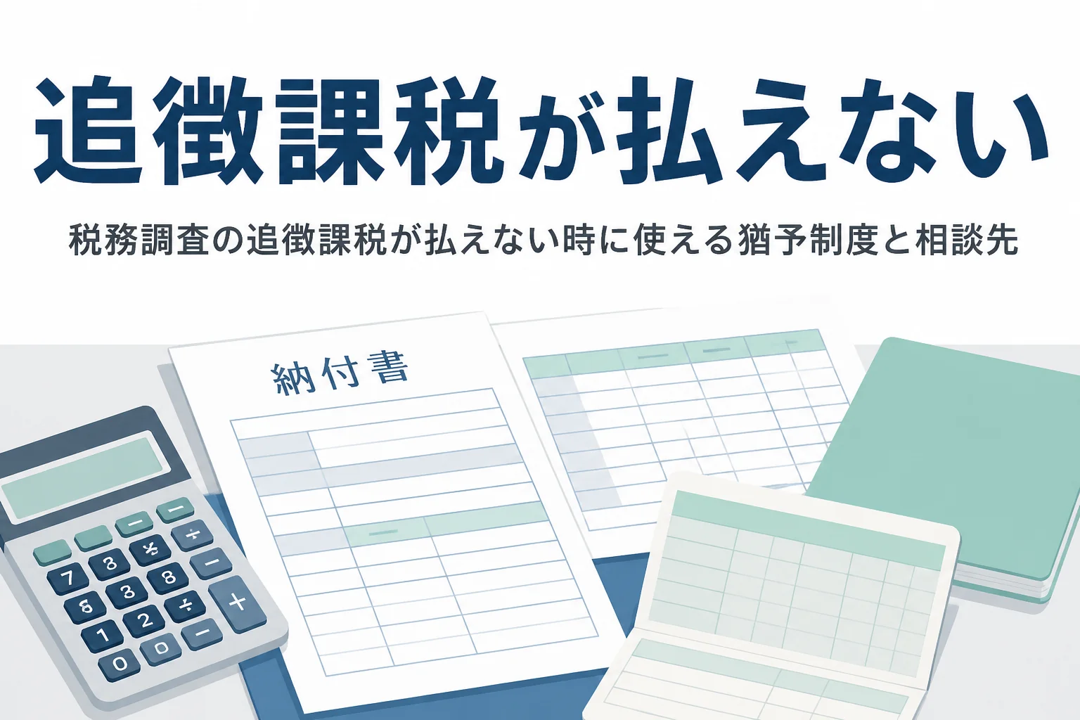 税務調査の追徴課税が払えない時に使える猶予制度と税理士への相談を解説する記事のアイキャッチ