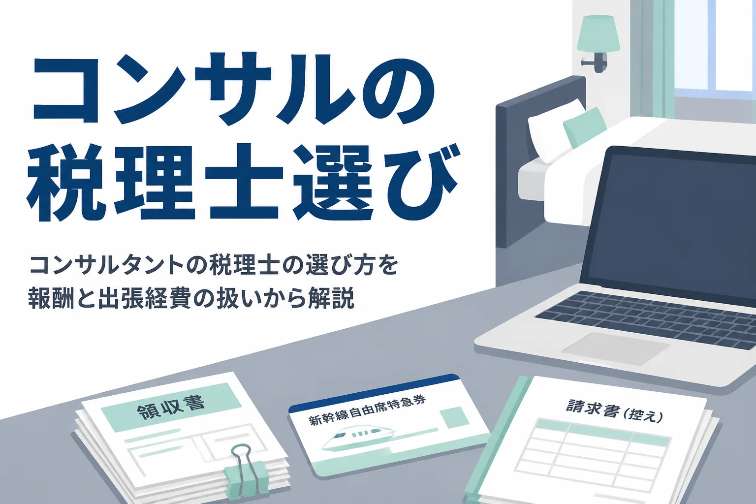 コンサルタントの税理士の選び方を業務委託報酬と出張経費の扱いから解説する記事のアイキャッチ