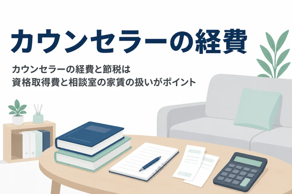 カウンセラーの資格取得費やスーパービジョン料、相談室の家賃の経費計上を解説する記事のアイキャッチ