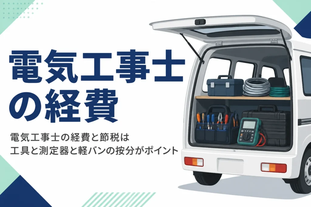 独立した電気工事士の経費と節税を工具や測定器、軽バンの按分から解説する記事のアイキャッチ