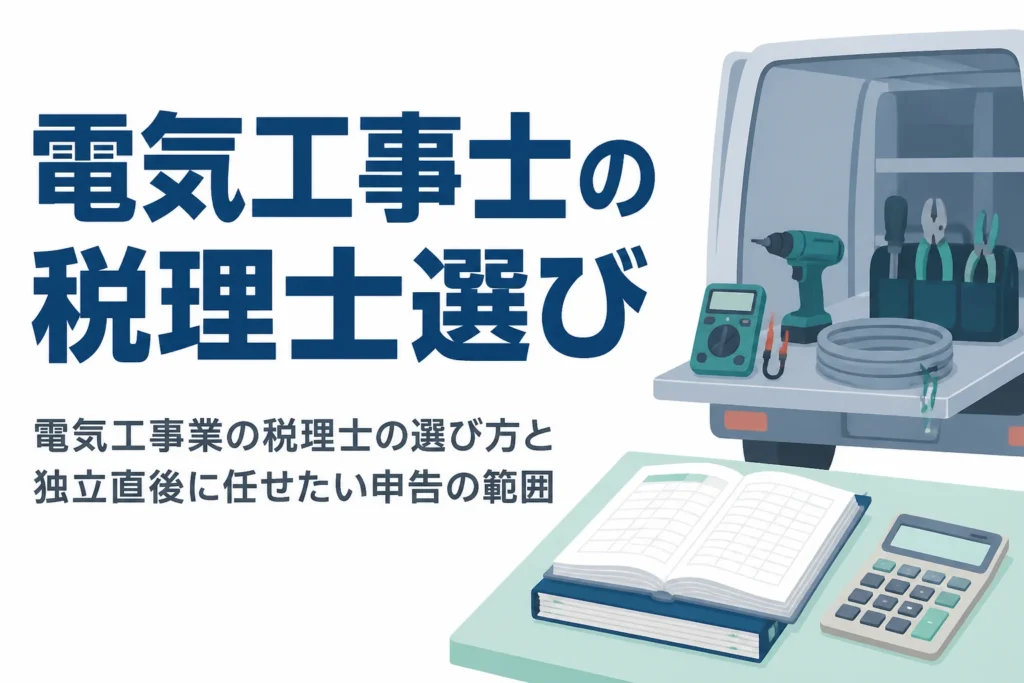 電気工事業の税理士の選び方と独立直後に任せたい申告の範囲を解説する記事のアイキャッチ