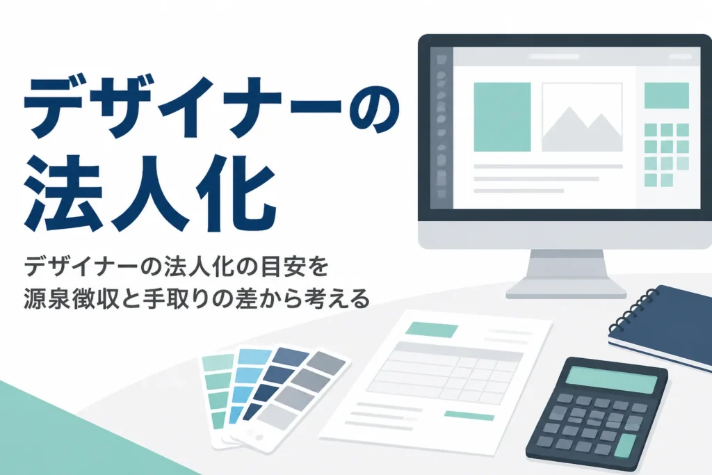 デザイナーが法人化する目安を、源泉徴収の有無と手取りの差から解説する記事のアイキャッチ