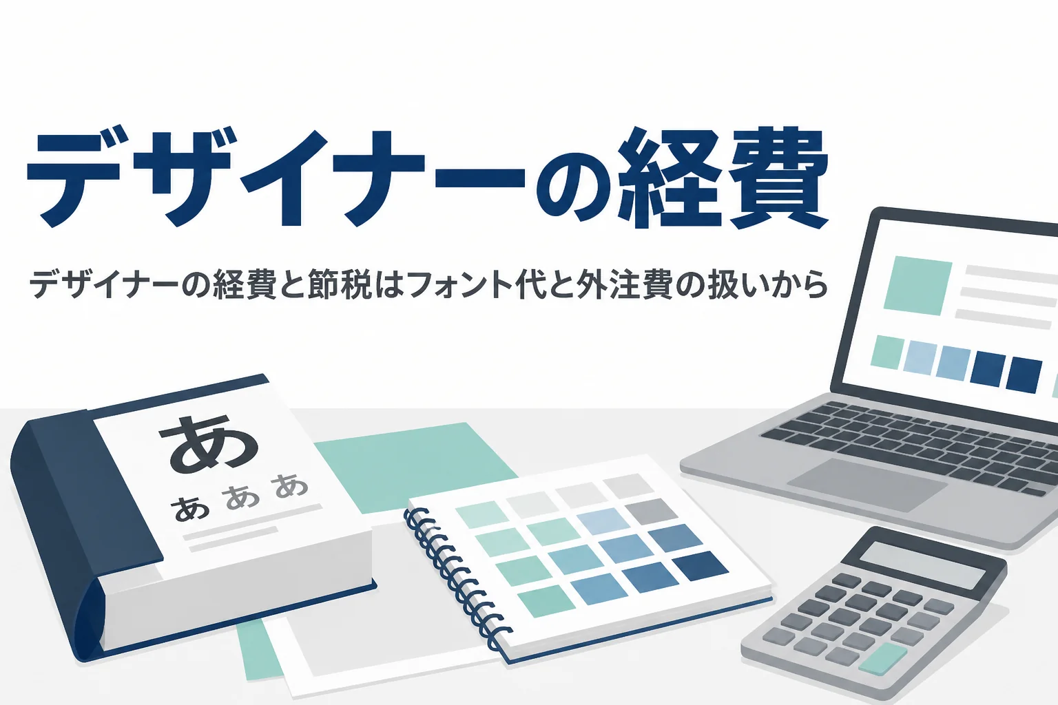 デザイナーの経費と節税を、フォントや素材サイトの利用料と外注デザイン費の扱いから解説する記事のアイキャッチ