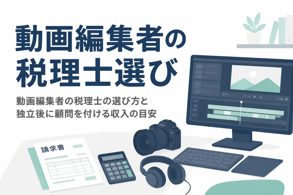 動画編集者の税理士の選び方と独立後に顧問を付ける収入の目安を解説する記事のアイキャッチ