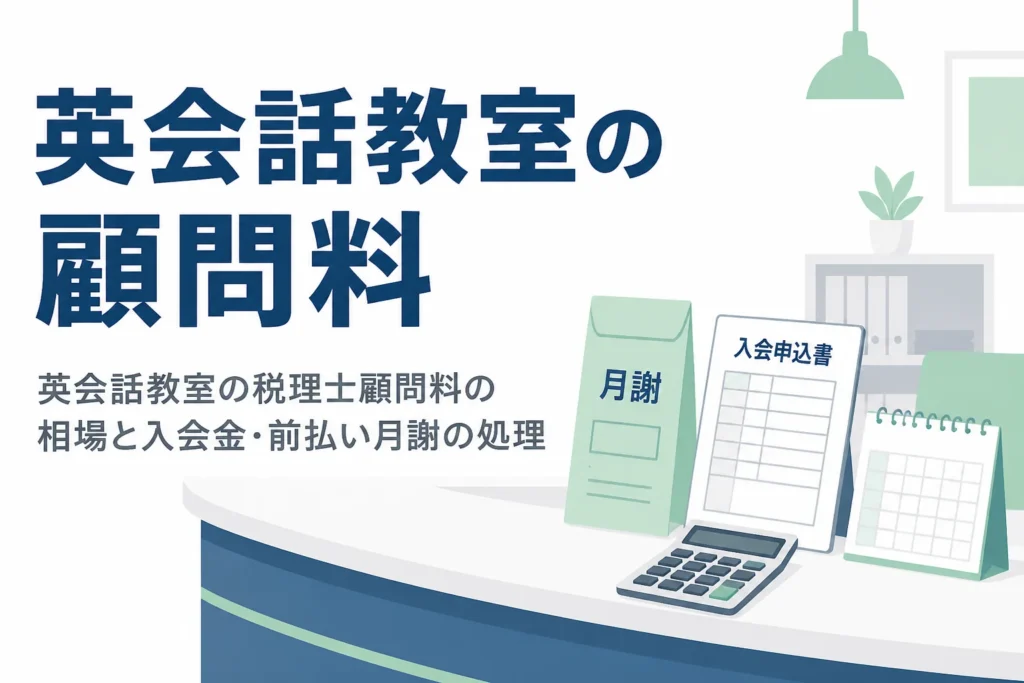 英会話教室の税理士顧問料の相場と、入会金や前払い月謝の会計処理を解説する記事のアイキャッチ