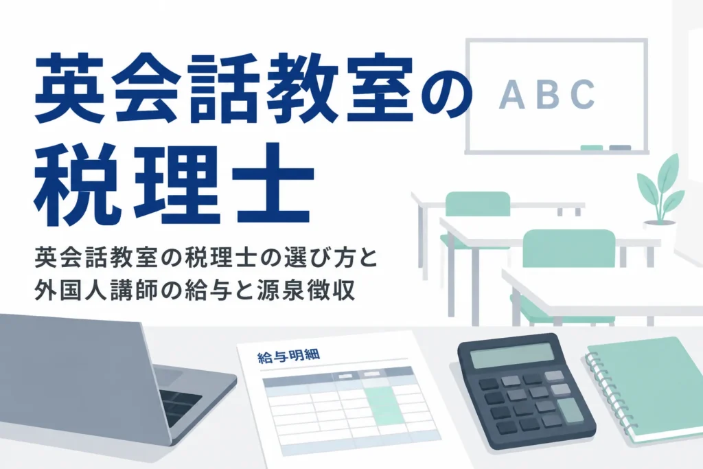 英会話教室が税理士を選ぶ時に見るべき点と、外国人講師の給与と源泉徴収を解説する記事のアイキャッチ