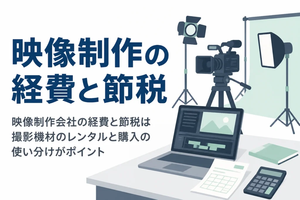 映像制作会社の撮影機材のレンタルと購入、ロケ費の計上を解説する記事のアイキャッチ