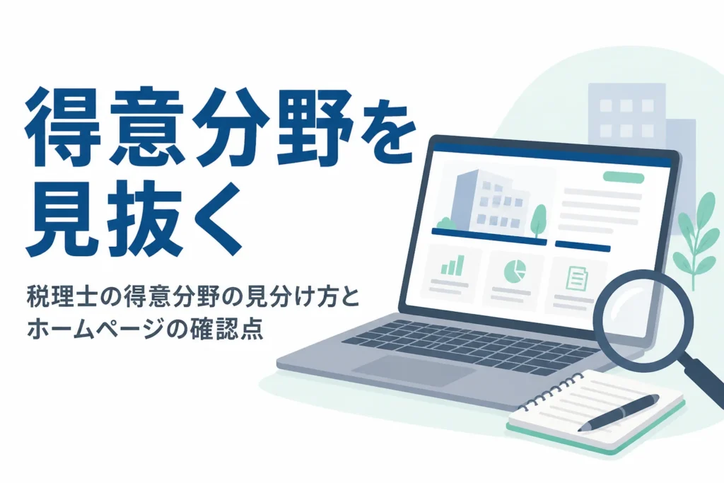 税理士の得意分野をホームページで見分ける方法を解説する記事のアイキャッチ