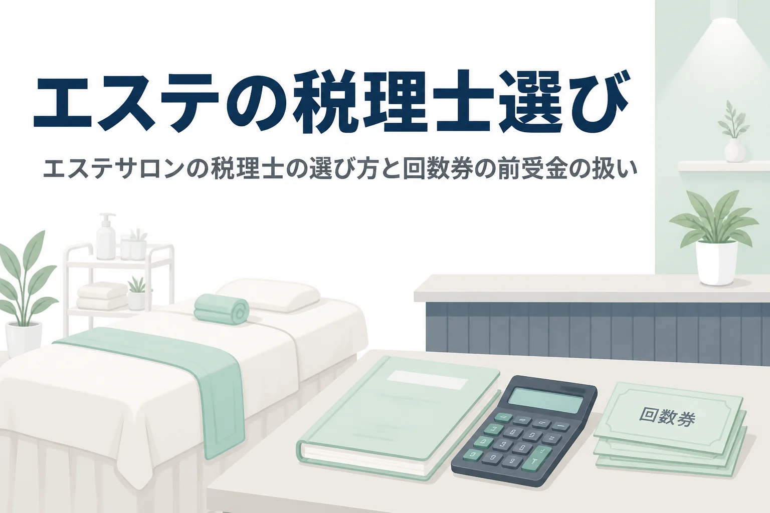 エステサロンの税理士の選び方と回数券の前受金の扱いを解説する記事のアイキャッチ