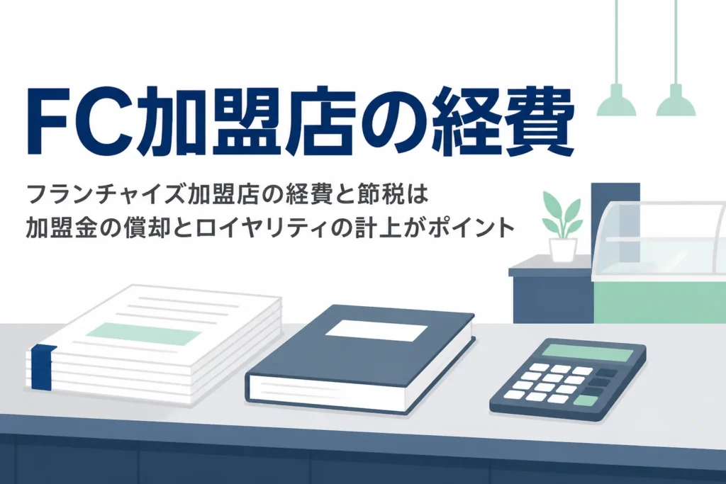 フランチャイズ加盟店の経費と節税について、加盟金とロイヤリティの計上を解説する記事のアイキャッチ