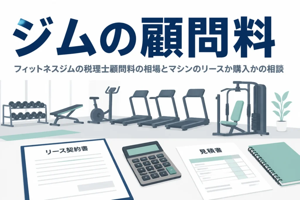 フィットネスジムの税理士顧問料の相場と、マシンをリースにするか購入にするかの相談費用を解説する記事のアイキャッチ