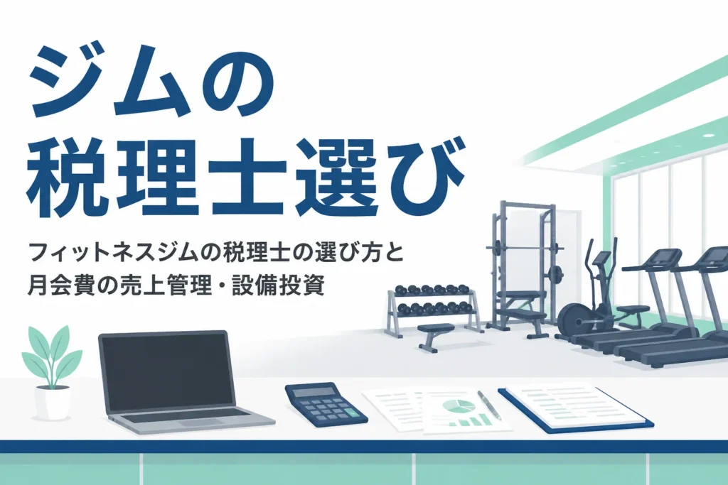 フィットネスジムが税理士を選ぶ時に見るべき点と、月会費の売上管理や設備投資を解説する記事のアイキャッチ