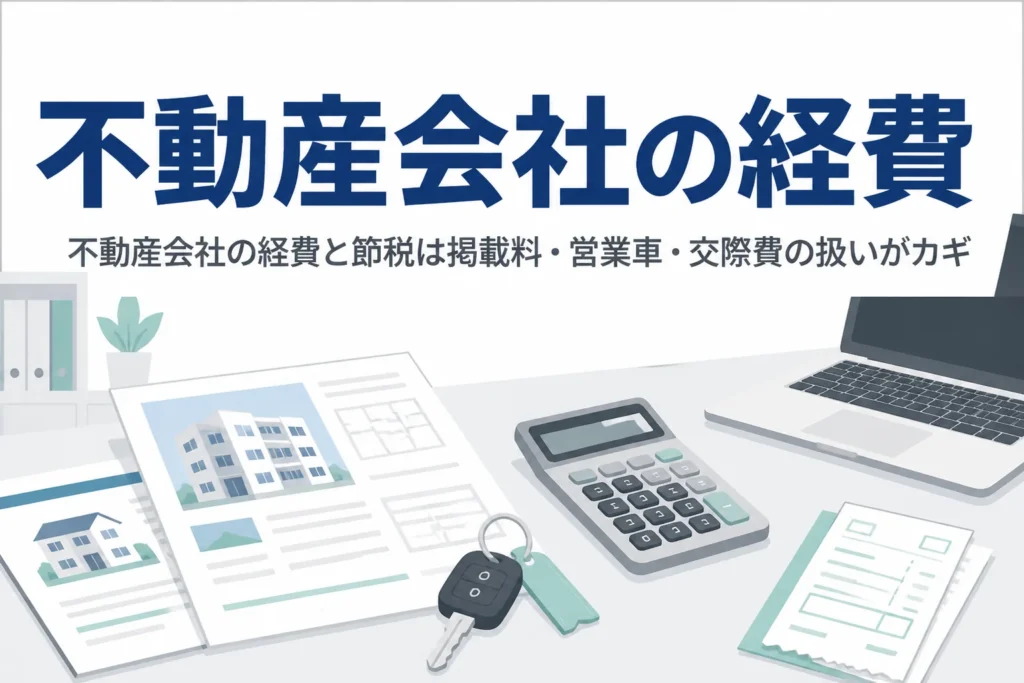 不動産会社の経費と節税で迷うポータルサイト掲載料・営業車・接待交際費を解説する記事のアイキャッチ