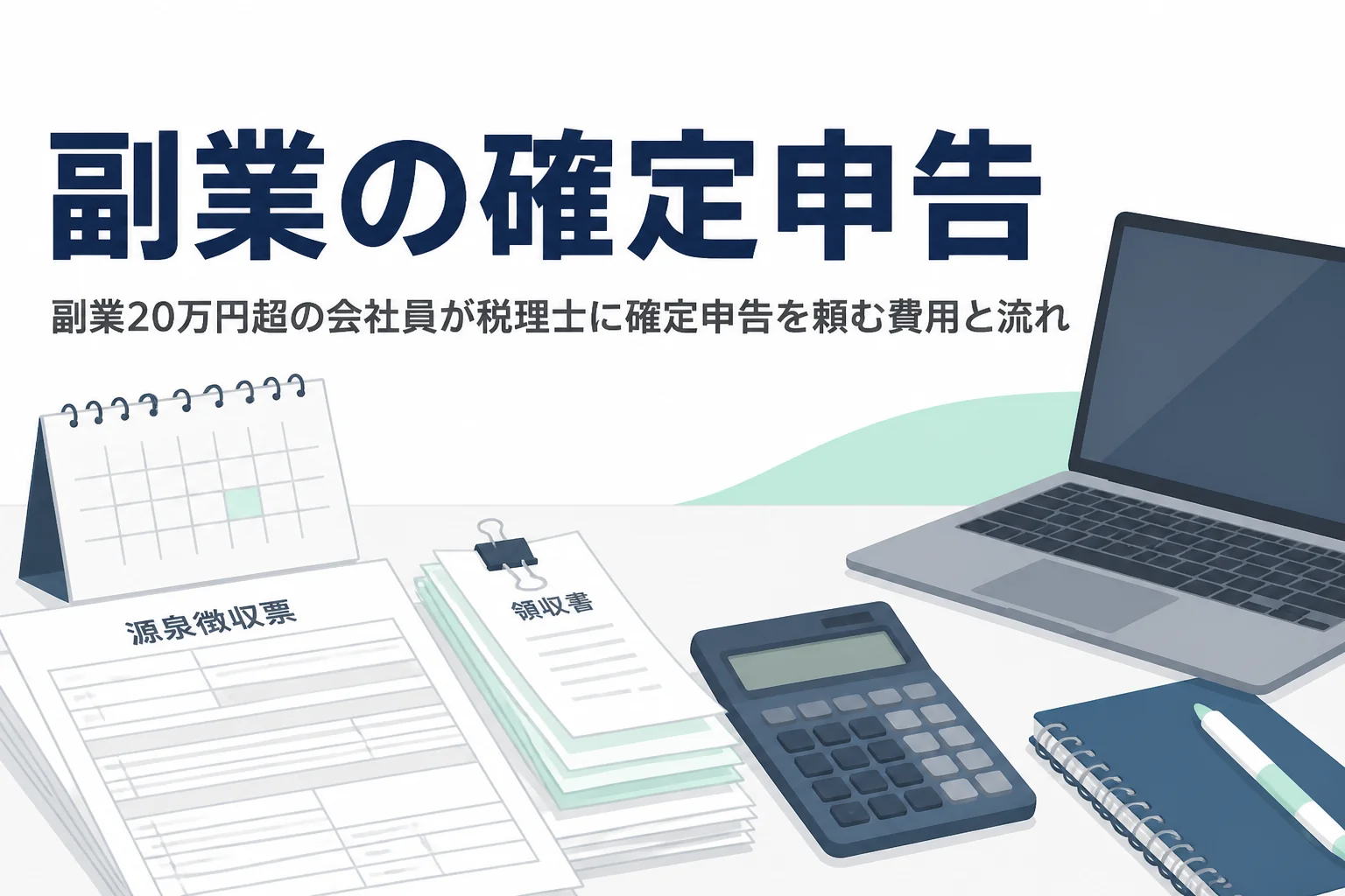 副業の所得が20万円を超えた会社員が税理士に確定申告を頼む費用と流れを解説する記事のアイキャッチ