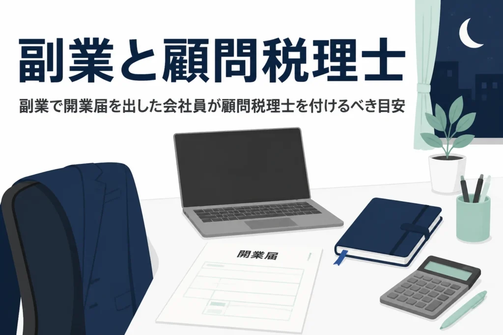 副業で開業した会社員が顧問税理士を付ける目安を解説する記事のアイキャッチ