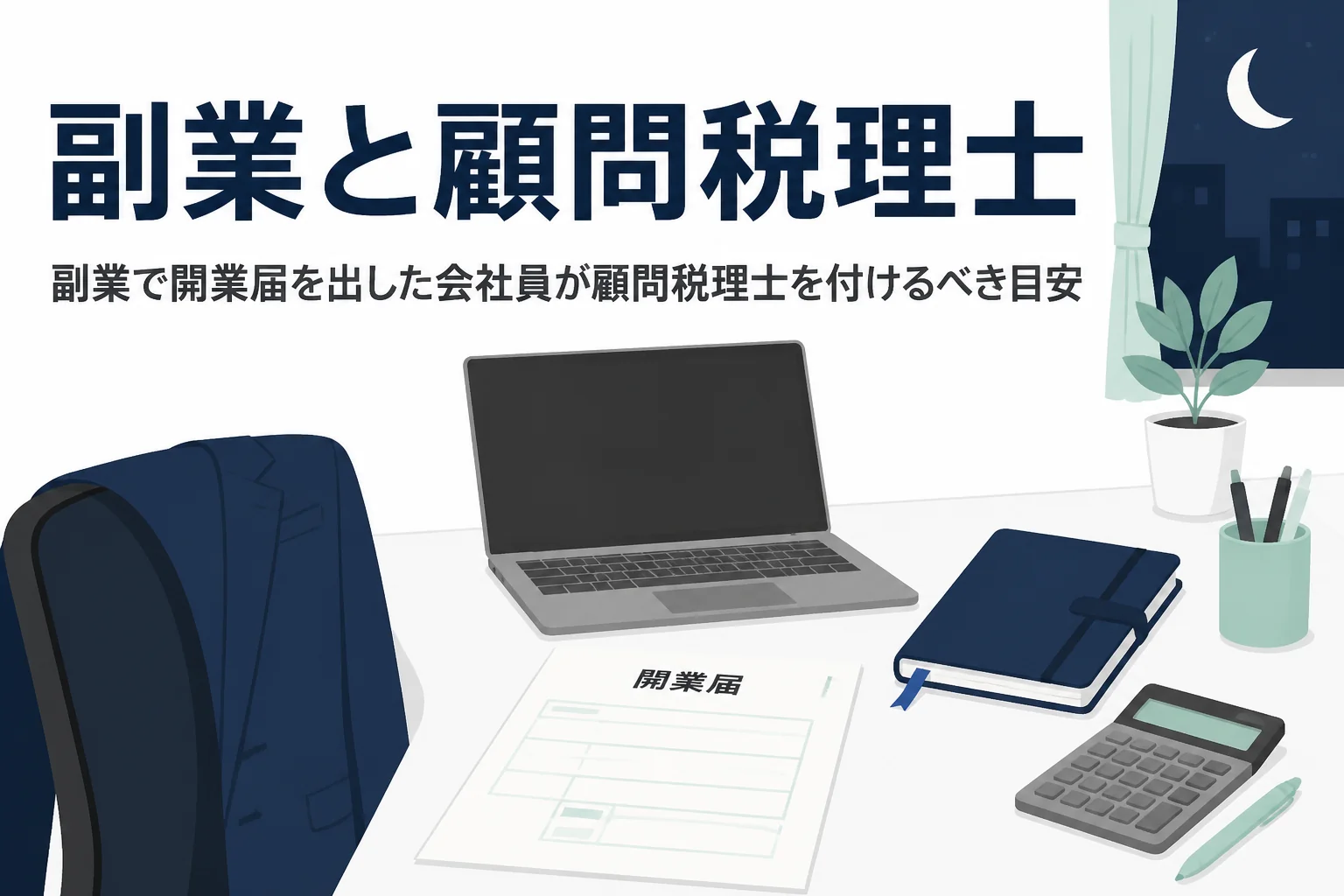 副業で開業した会社員が顧問税理士を付ける目安を解説する記事のアイキャッチ