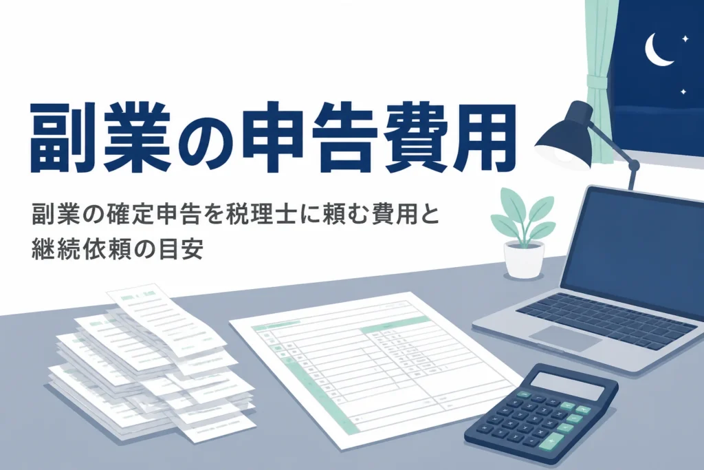 副業の確定申告を税理士に頼む費用と継続依頼の目安を解説する記事のアイキャッチ