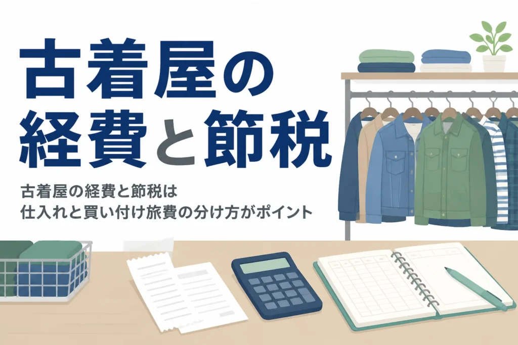 古着屋の買い付けの渡航費や仕入れ、クリーニング代の扱いを解説する記事のアイキャッチ