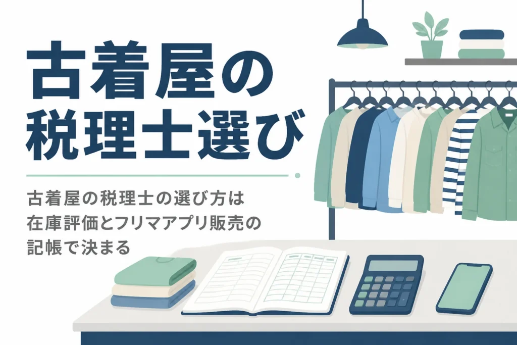 古着屋が在庫評価とフリマアプリ販売に強い税理士を選ぶポイントを解説する記事のアイキャッチ
