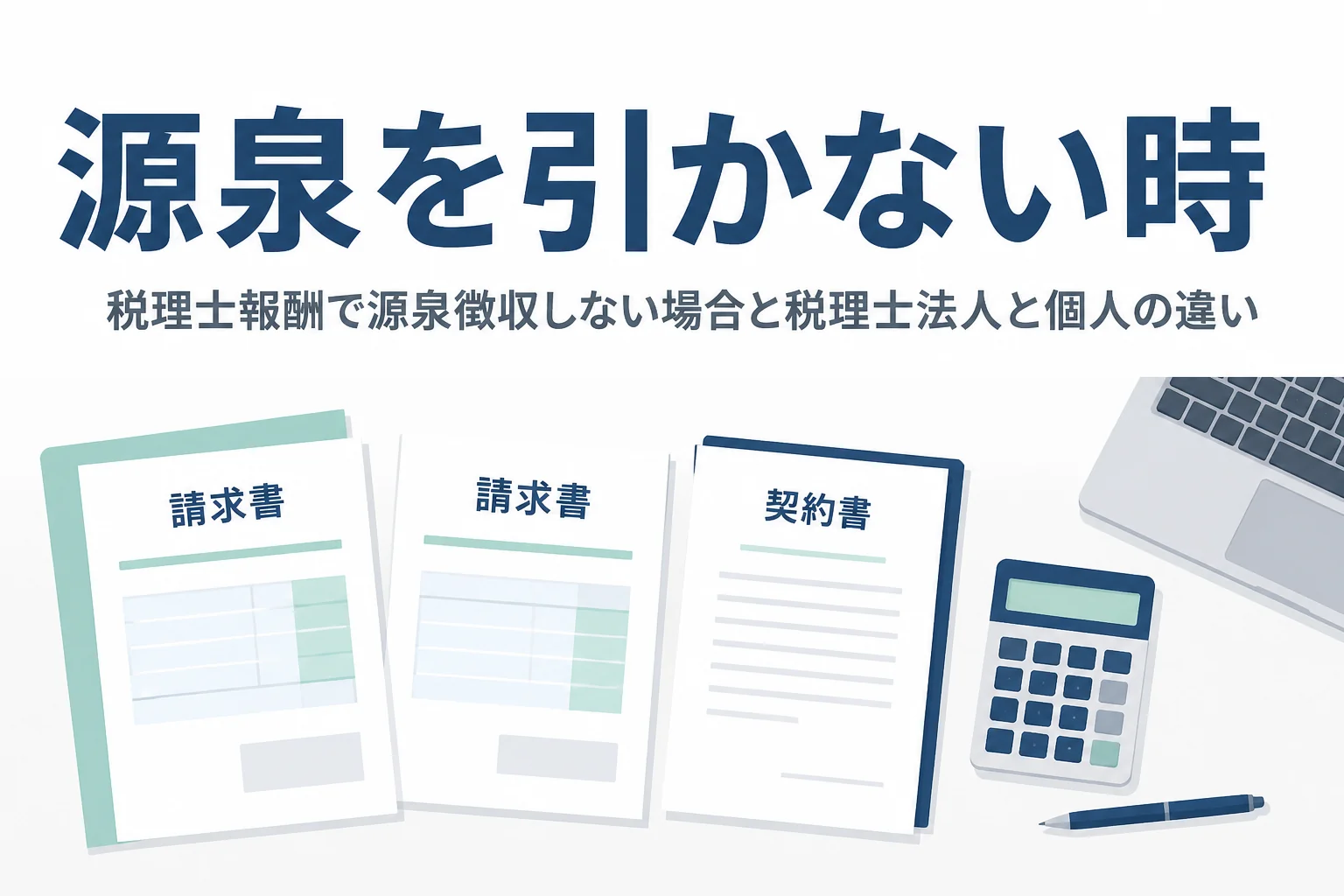 税理士報酬で源泉徴収しない場合と、税理士法人と個人の違いを解説する記事のアイキャッチ
