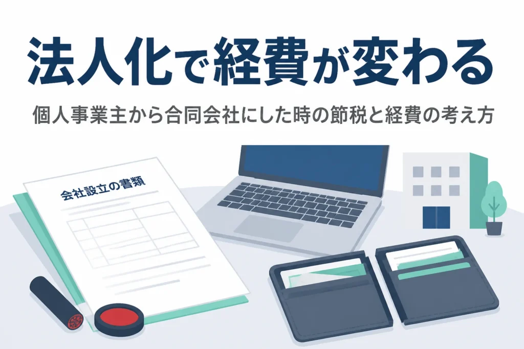 個人事業主から合同会社に法人化した時の節税と経費の考え方を解説する記事のアイキャッチ