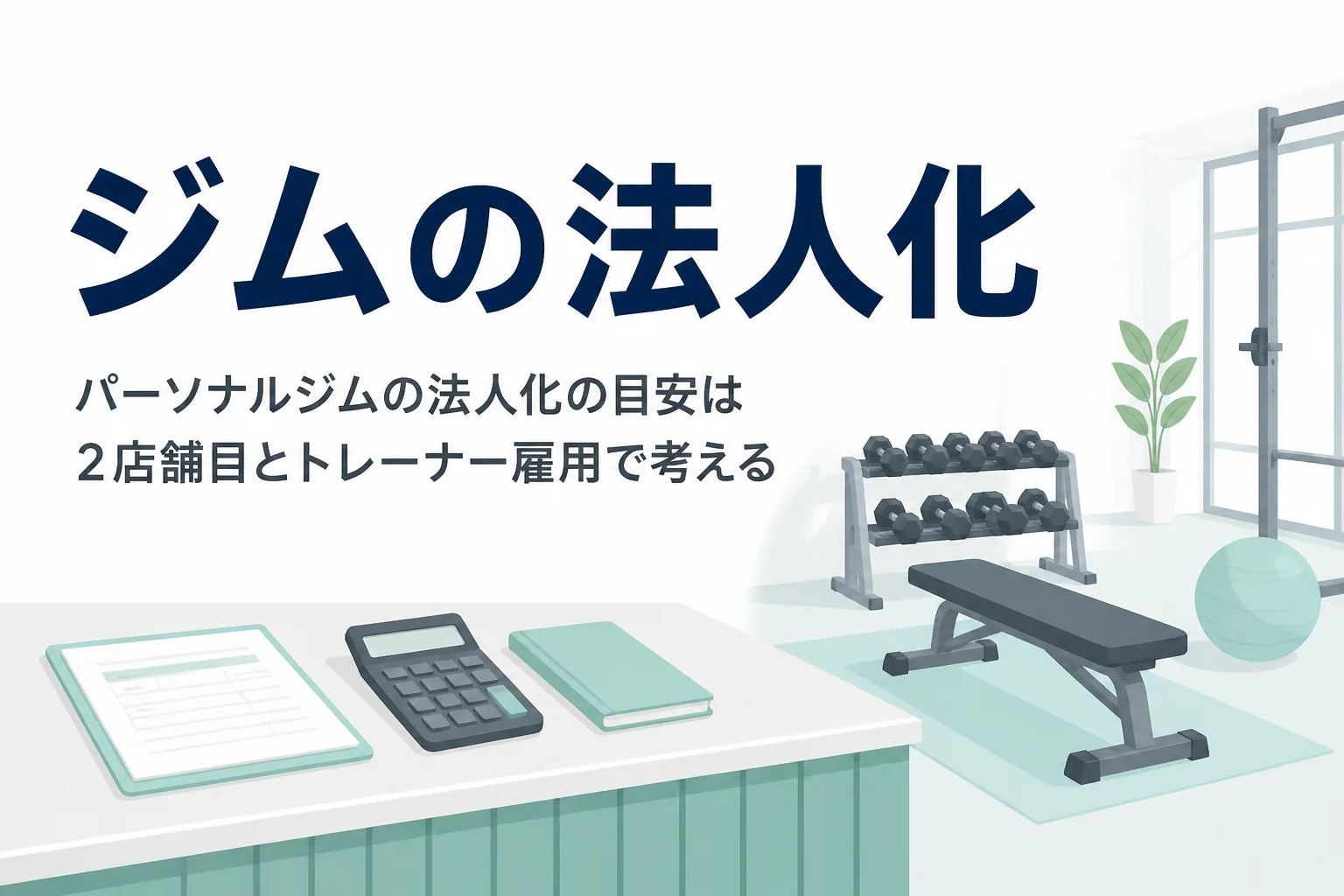 パーソナルジムが法人化を考える目安と、2店舗目の出店やトレーナー雇用のタイミングを解説する記事のアイキャッチ