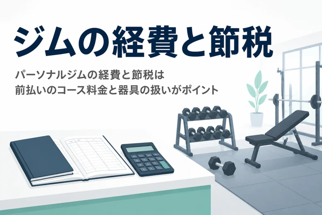 パーソナルジムの経費と節税について、前払いのコース料金とトレーニング器具の扱いを解説する記事のアイキャッチ