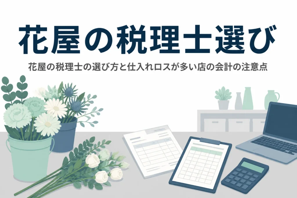 花屋の税理士の選び方と仕入れロスが多い店の会計を任せる時の注意を解説する記事のアイキャッチ
