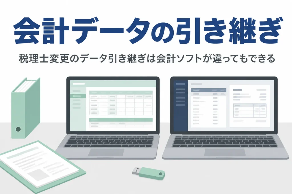 税理士変更時に会計ソフトが違う場合の会計データの引き継ぎ方を解説する記事のアイキャッチ
