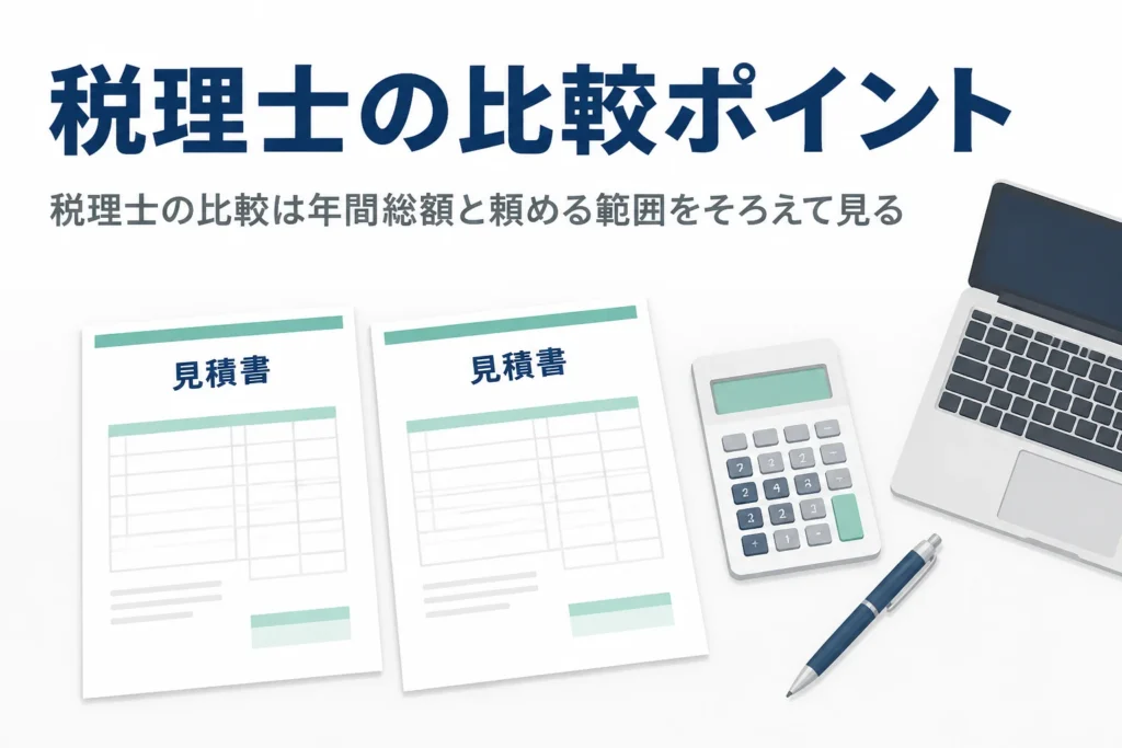 税理士を比較する時に見るべきポイントと比較サイトの見方を解説する記事のアイキャッチ