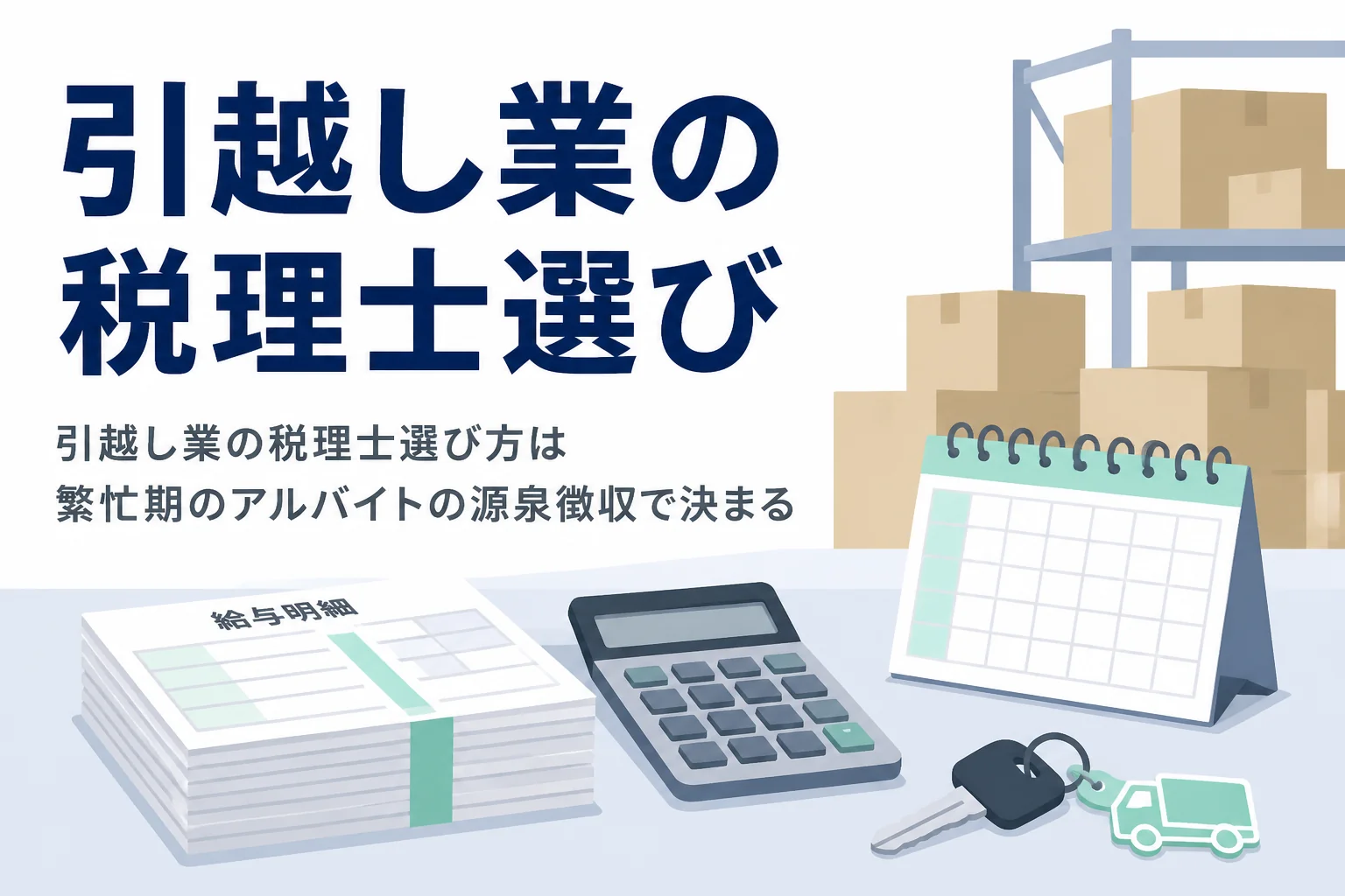 引越し業が繁忙期の短期アルバイトの源泉徴収に慣れた税理士を選ぶポイントを解説する記事のアイキャッチ