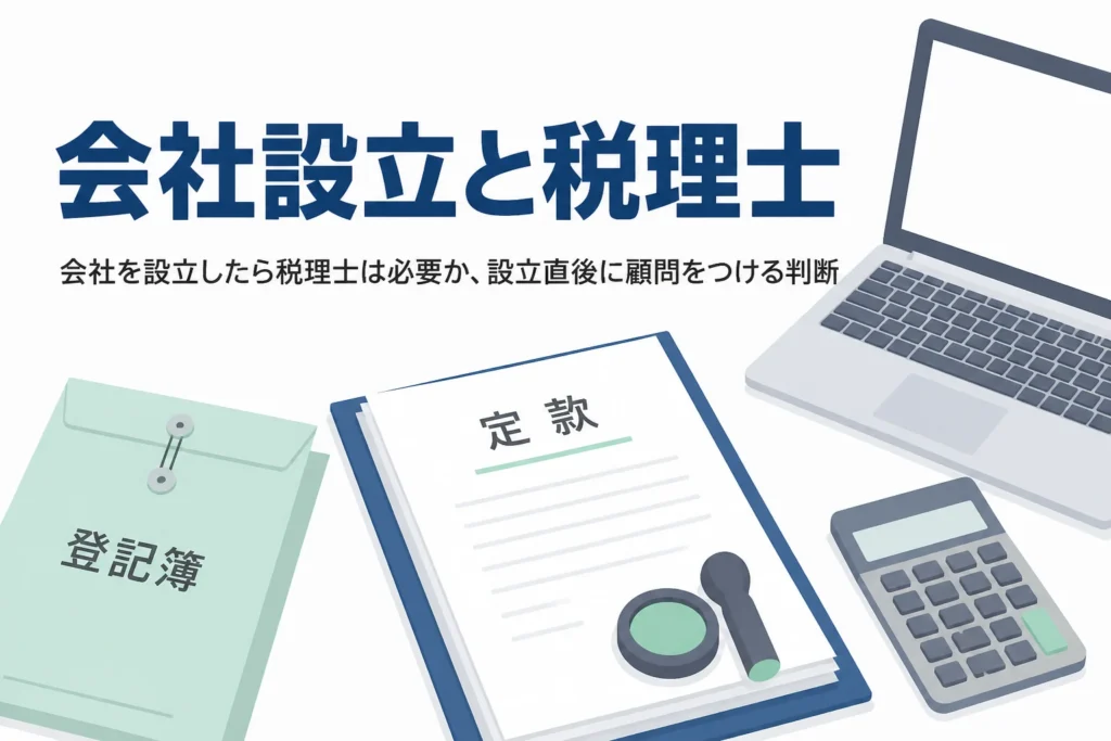 会社を設立した時に税理士が必要かどうかと、設立直後に顧問をつける判断を解説する記事のアイキャッチ