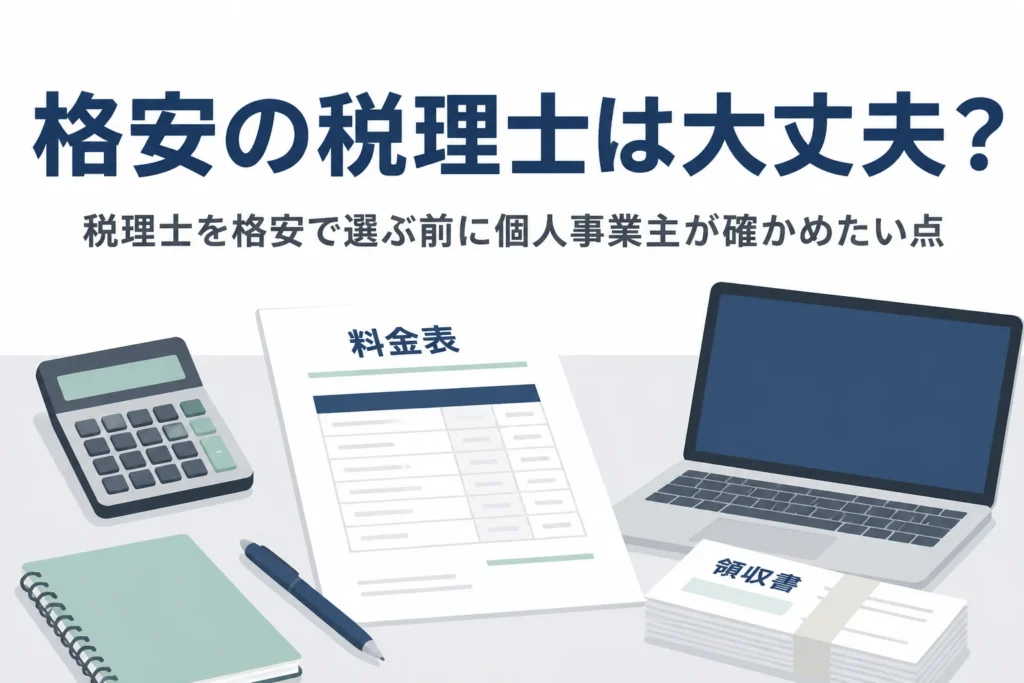 格安の税理士を選ぶ前に個人事業主が確かめたい点を解説する記事のアイキャッチ