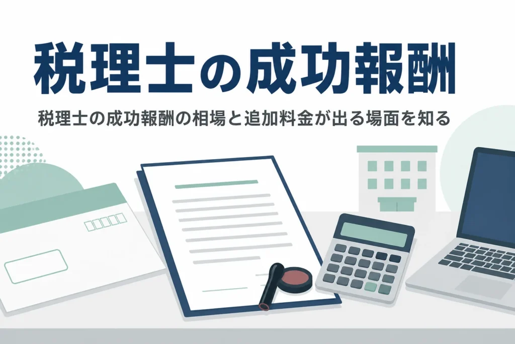 税理士の成功報酬の相場と、税務調査や還付で追加料金が出る場面を解説する記事のアイキャッチ