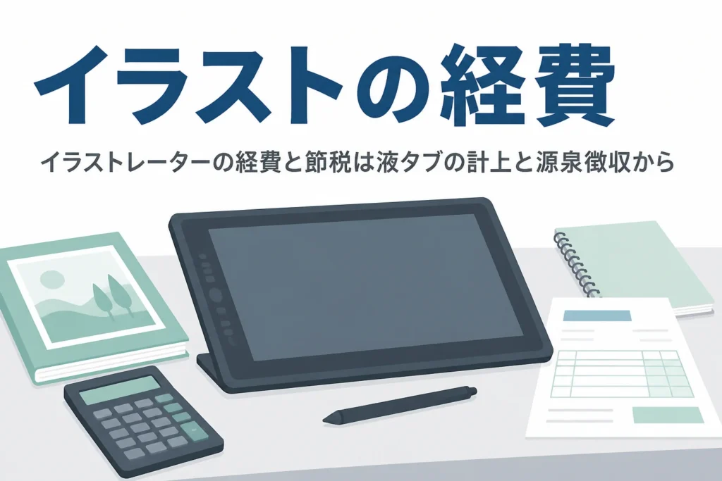 イラストレーターの経費と節税を、液タブやソフトの計上と源泉徴収の確認から解説する記事のアイキャッチ
