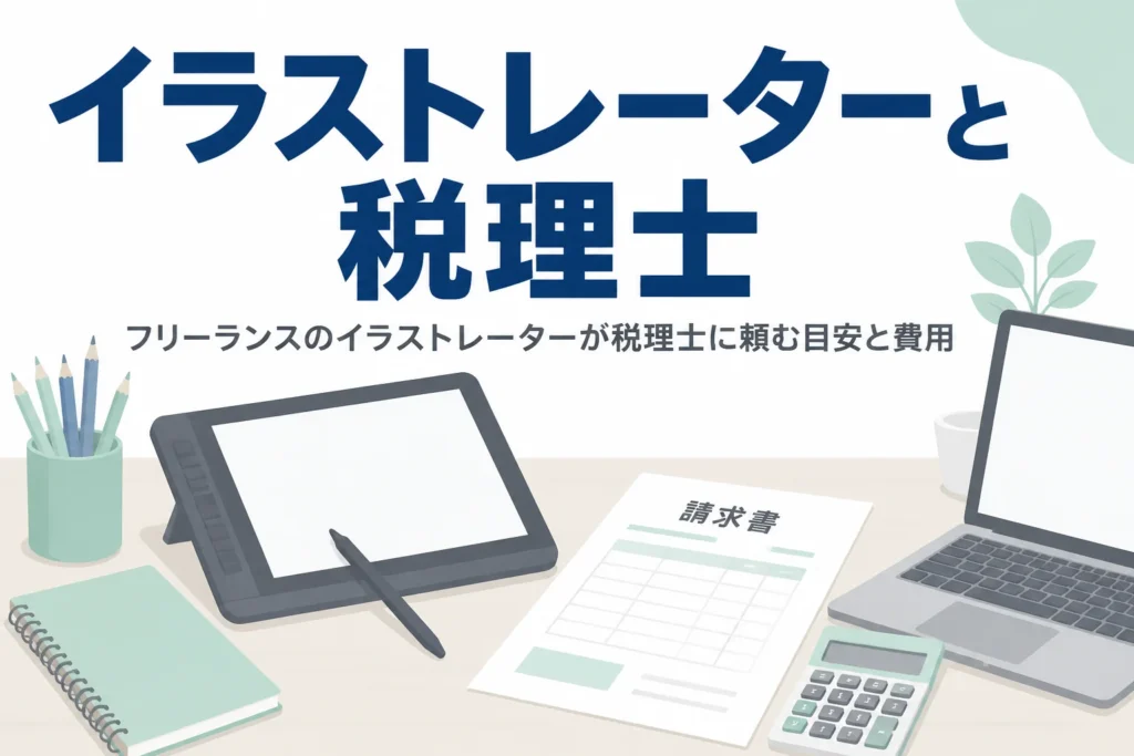 フリーランスのイラストレーターが税理士に頼む収入の目安と費用を解説する記事のアイキャッチ