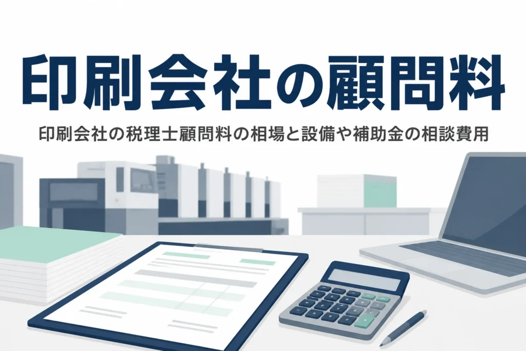 印刷会社の税理士顧問料の相場と、設備の更新や補助金の相談費用を解説する記事のアイキャッチ