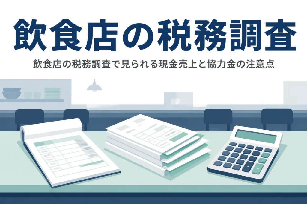 飲食店の税務調査で見られる点と現金売上・協力金の注意点を解説する記事のアイキャッチ
