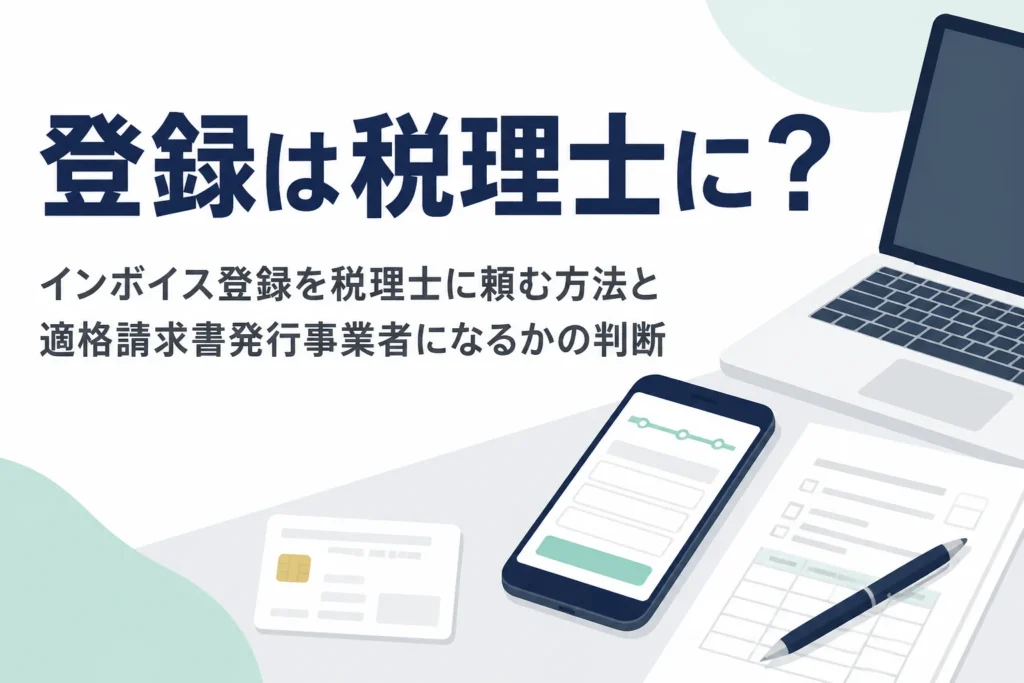 インボイス登録を税理士に頼む方法と、適格請求書発行事業者になるかの判断を解説する記事のアイキャッチ